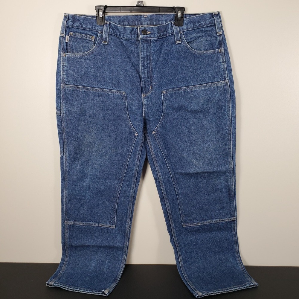 Carhartt Fire Resistant Made In USA 42x30 Double Knee Work Pants Blue Jeans